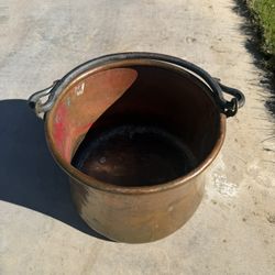 Antique Copper Cauldron – Hand Hammered w/ Iron Handle