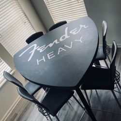 Custom Wooden Dining Table With 6 Bar Chairs