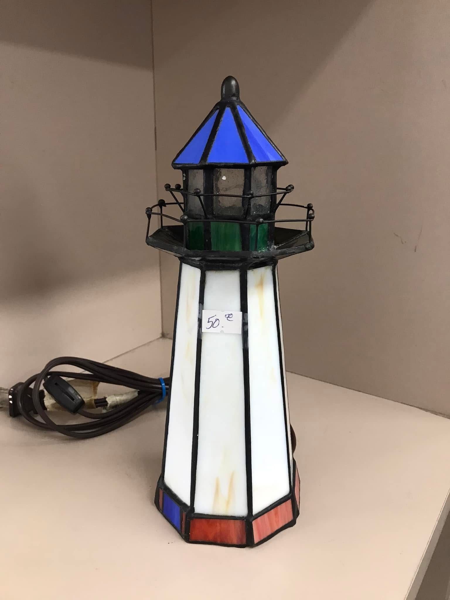 Vintage Stained Glass Lighthouse