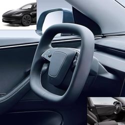 CYBER YOKE for New Version Tesla Steering Wheel Model 3 Highland 2024+ (FBA-01.StarShip: single ring, black)