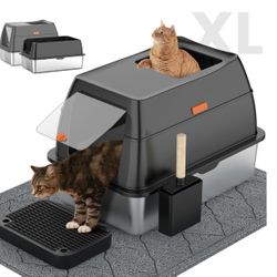 3 in 1 Premium Stainless Steel Cat Litter Box