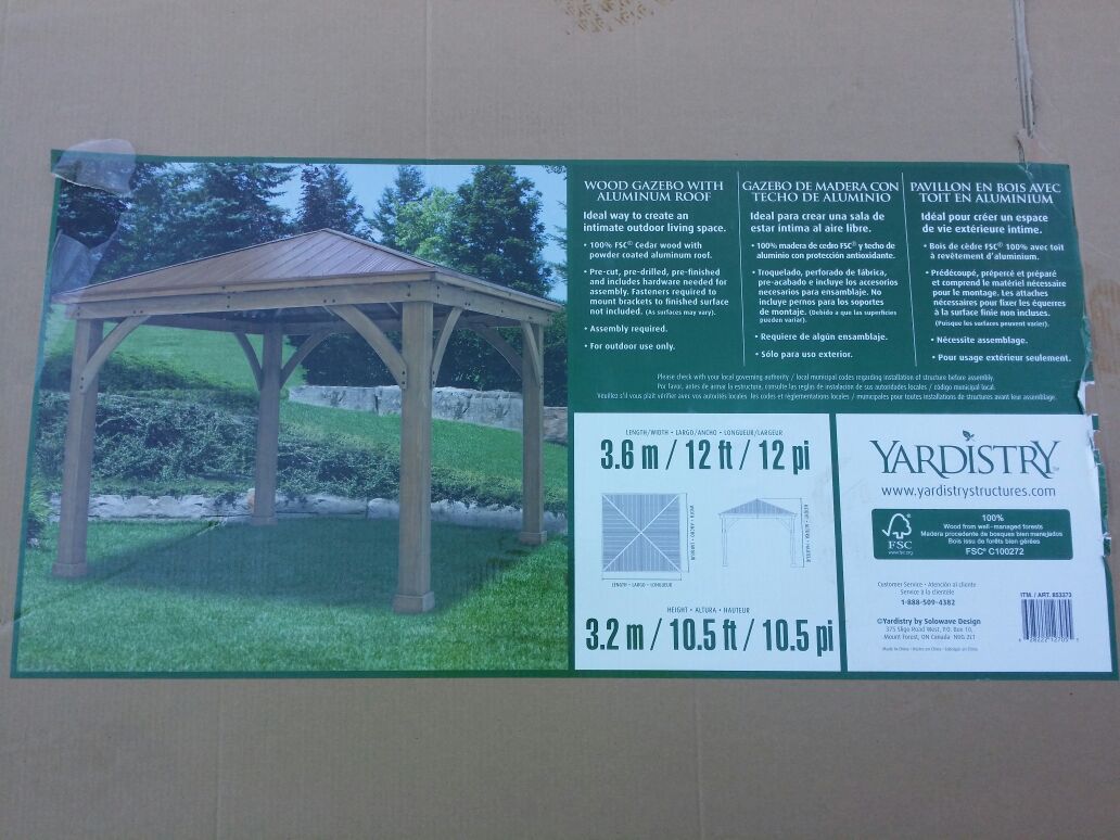 Yadistry wood gazebo with aluminum roof