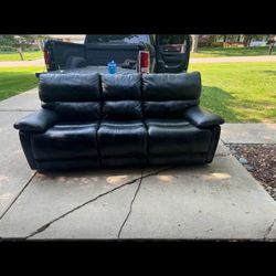 Black Leather Electric Recliner Sofa