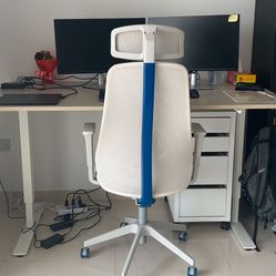White IKEA Chair And Standing Desk