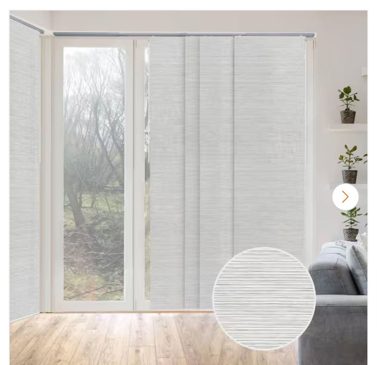 Godear Design Marble Cordless Natural Woven Adjustable Sliding Glass Door Blind with 23 in. Slats Up to 86 in. W x 96 in. L