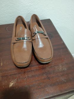 Brown Leather Loafers with Metal Bit New size 9