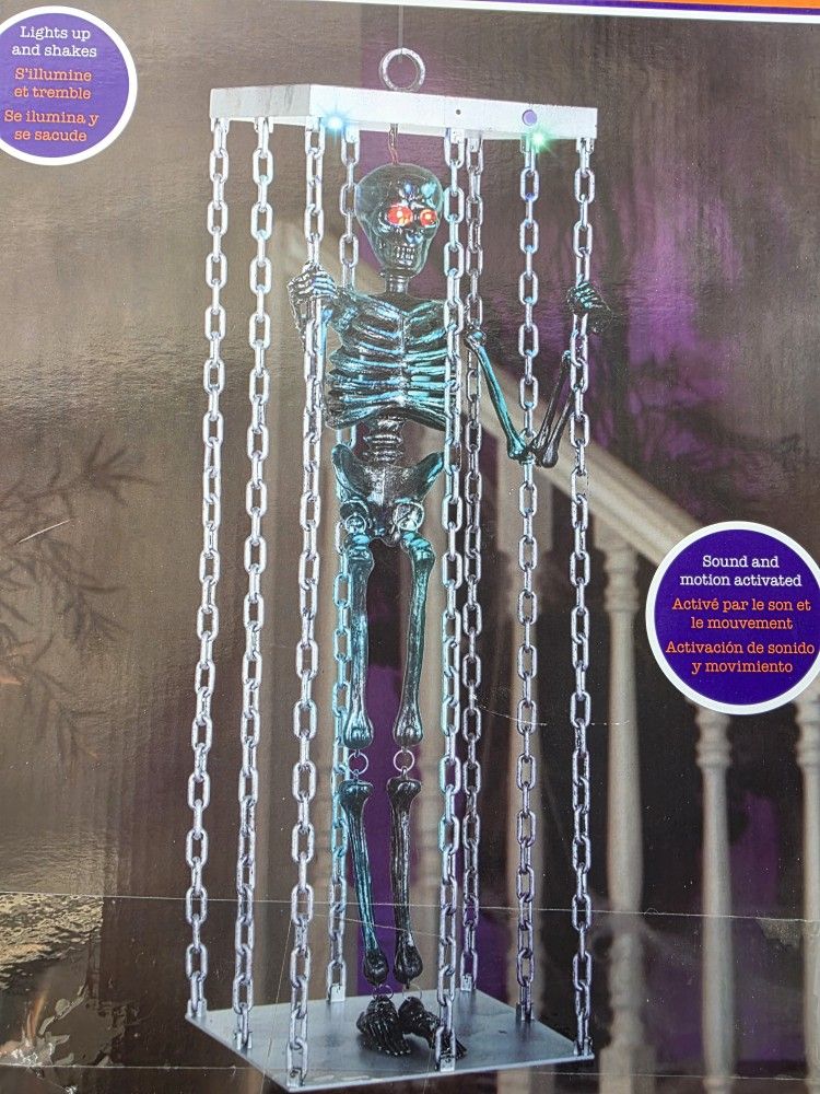 HANGING CAGED SKELETON