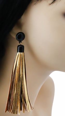 Gold leather tassel earrings! Brand new! Perfect for the holidays!