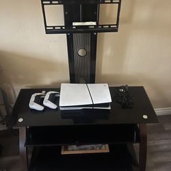 Tv Stand With 3 Tier Black glass Shelves 