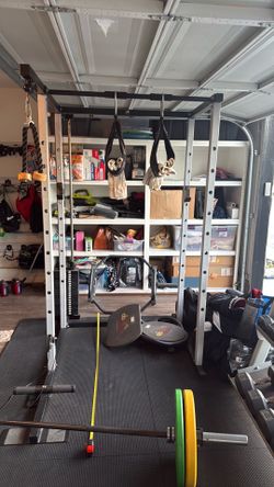 Workout cage with 200 pound stack