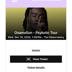 Osamason Pyskotic Tour — Santa Ana Observatory GA Ticket