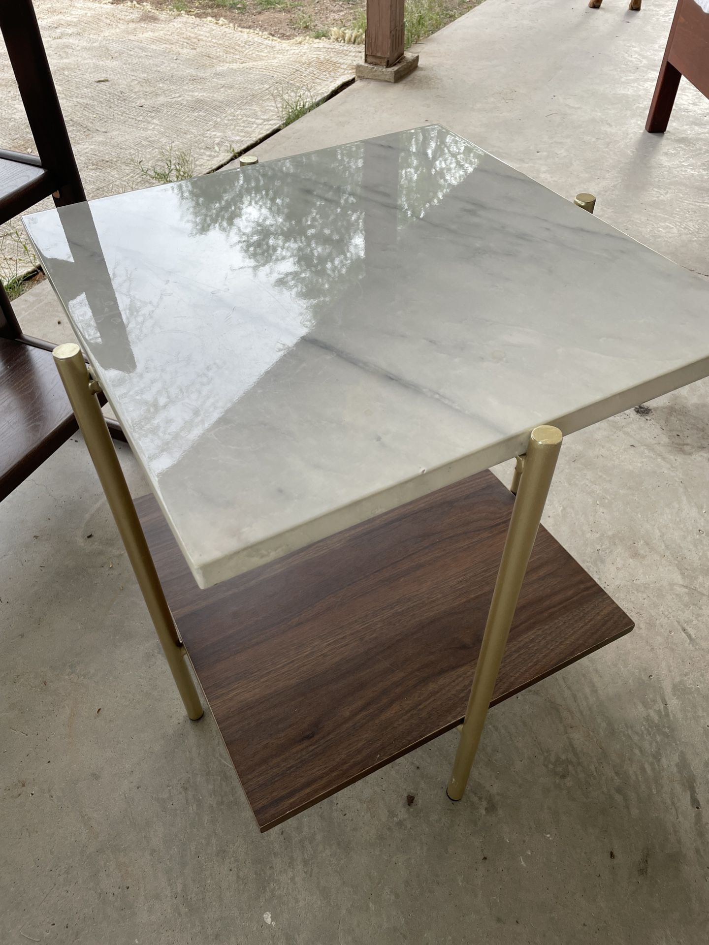 Side Table, Marble Look Top, In Good Shape 