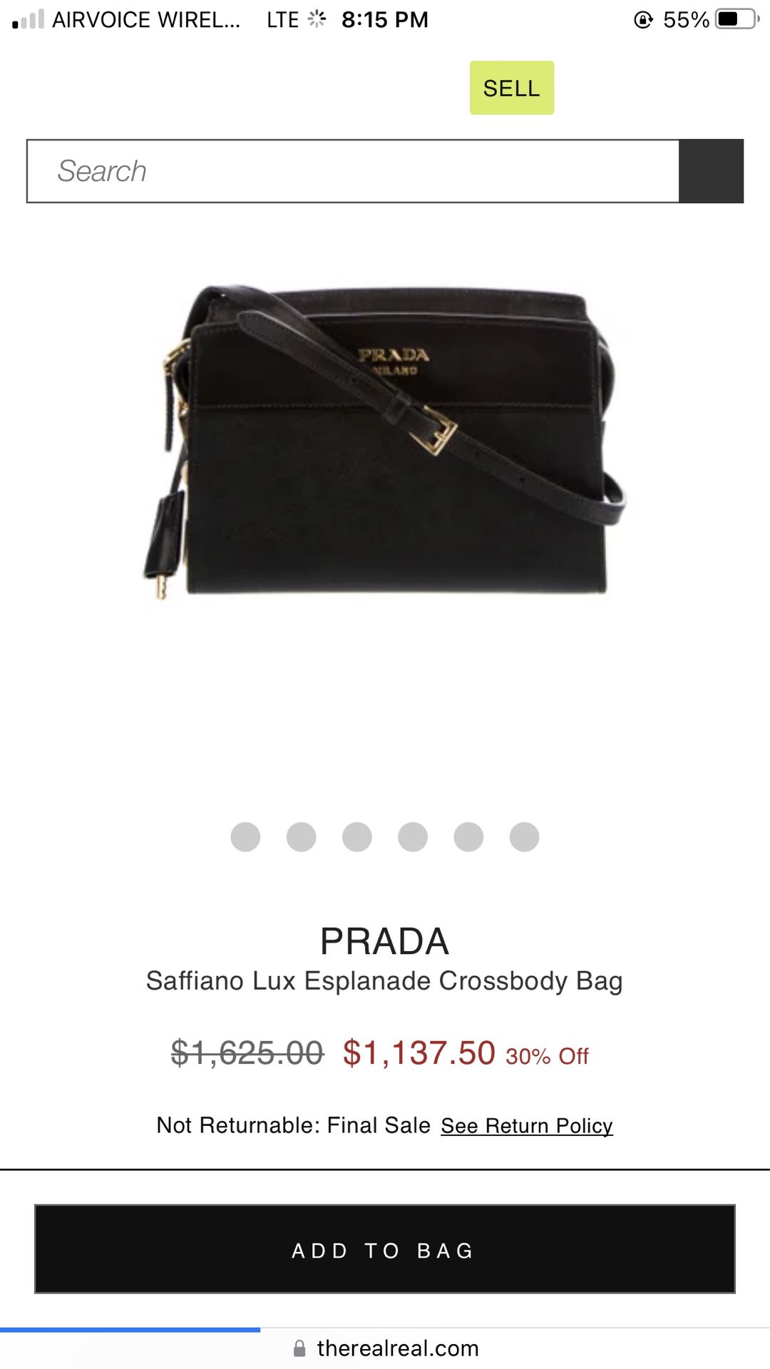 Black Leather Prada Crossbody Purse