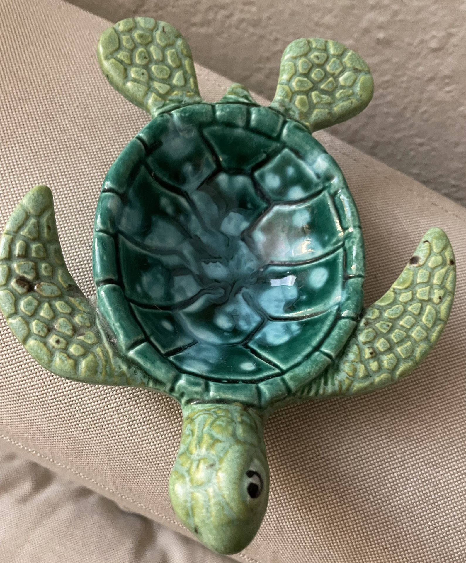 Sea Turtle Signed Ben Diller Hawaii & Numbered Ceramic Green Sea