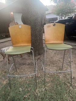 Set of 2 Bar Stools with Wood Back