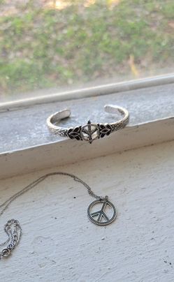 Lucky Brand Peace Bracelet & Sterling Peace Necklace 
