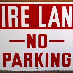 1930 Porcelain Fire Lane No Parking Milwaukee Industrial Sign • Vintage Unused Uncommon • Original, Rare & Heavy! • Genuine REAL