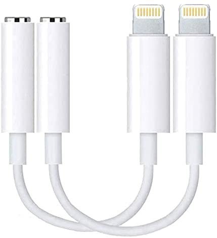  MFi Certified 2 Pack Lightning to 3.5 mm Headphone Jack Adapter,iPhone to 3.5mm Audio Aux Jack Adapter Dongle Cable Converter Compatible with iPhone 