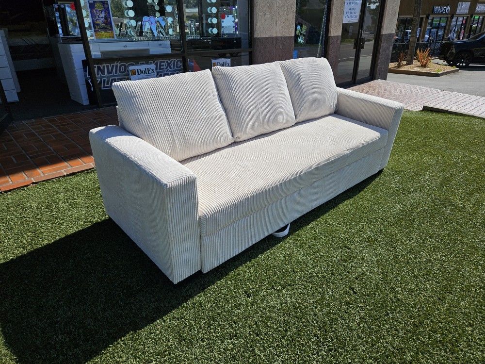 Brand New Sofa Pull Out Bed Beige $399 Corduroy Fabric