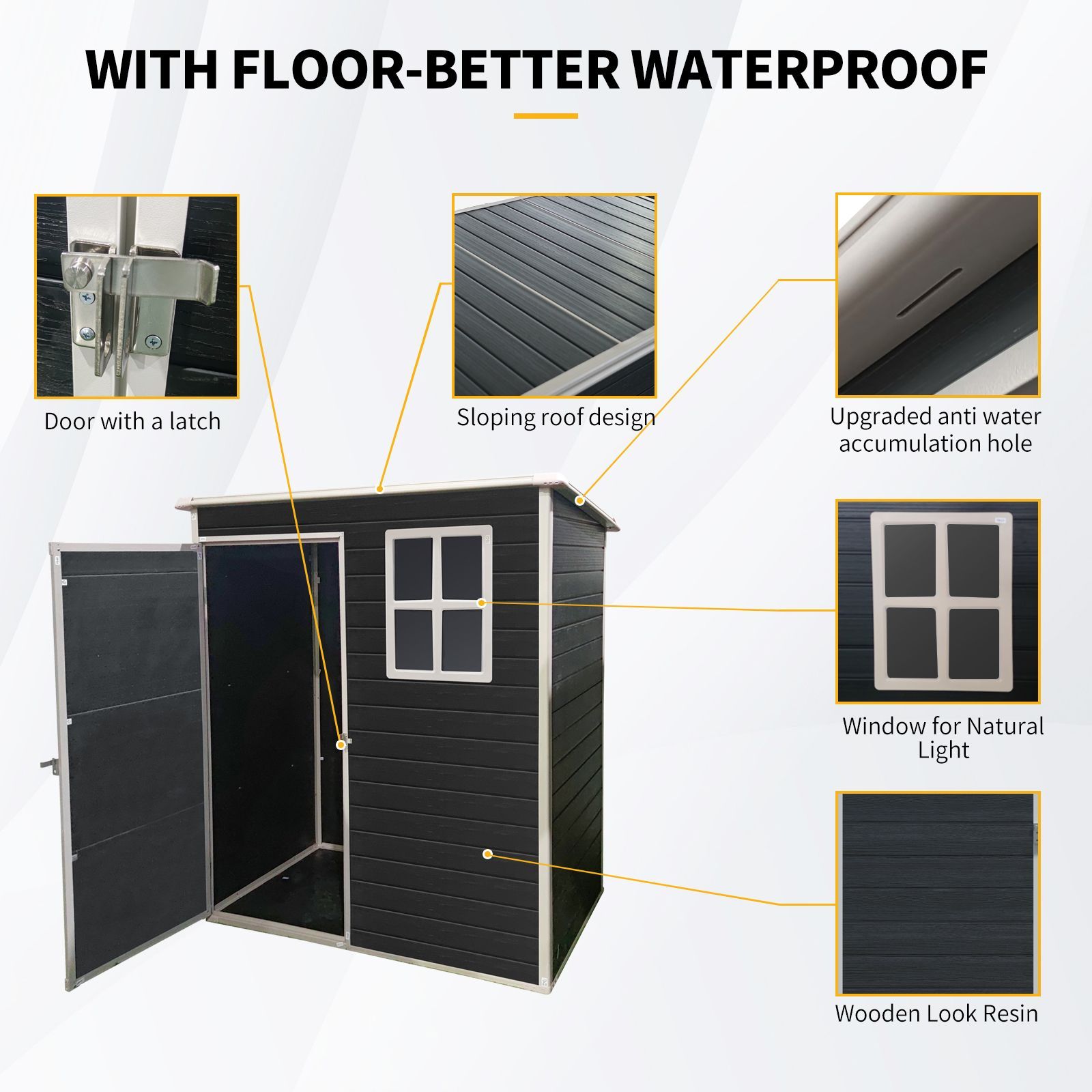 5 ft x 3 ft Outdoor Plastic Storage Shed with floor,Black (W540S00041)