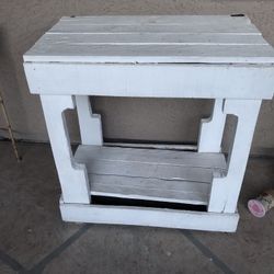 Two White End Tables 