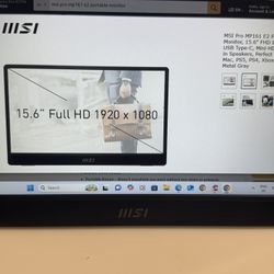 MSI Pro MP161 E2 Portable Monitor, 15.6" FHD IPS 1080p, USB Type-C, Mini-HDMI, Built-in Speakers,