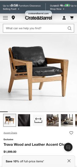 Crate and Barrel Trava Wood and Leather Accent Chair $1999 in stores