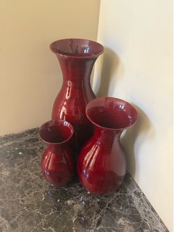 Red Bamboo Vases