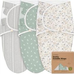 3-Pack Organic Baby Swaddle Sleep Sacks - Newborns, Infant 0-3 Months Prairie