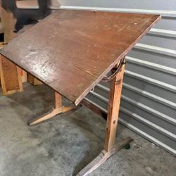 Large Industrial Antique Drafting Table