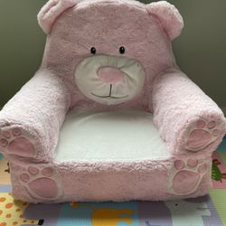 Pink Bear Children's Plush Chair