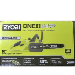 RYOBI ONE+ HP 18V Brushless 10 in. Cordless Battery Chainsaw (Tool Only) P2502BTL 0