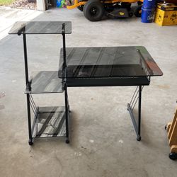 Glass And Metal Computer Desk