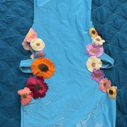 Turquoise floral Cut Out Dress Size M
