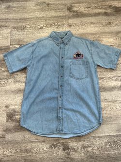 Nebraska Embroidered Denim Button-Up Shirt
