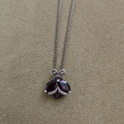 Garnet Ladybug Necklace