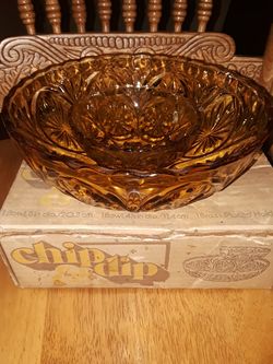 Vintage Amber Chip n Dip Bowl