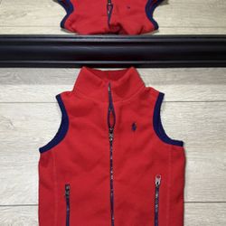 Vintage 1990s Kids / Toddlers Polo Ralph Lauren Embroidered Logo Fleece Zip Up Vest