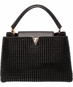 Louis Vuitton Capucine MM Tweed/Patent calfskin