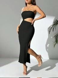 Black strapless size small midi dress