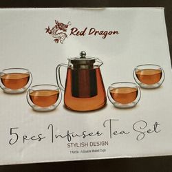 Red Dragon 5-Piece Infuser Tea Set