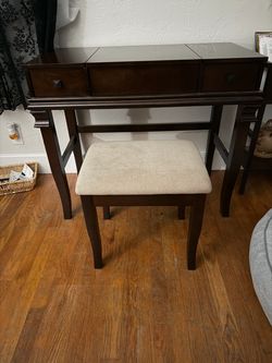 Brown wood vanity
