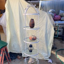 Wrought Iron Curio Cabinet With 4 Glass Shelves