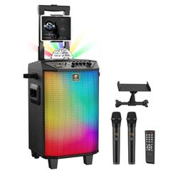 Wireless Karaoke Machine for Adults, TONOR PA System Portable Bluetooth Singing Speaker with Dual Wireless Microphones Microfono, Disco Ball for Home 