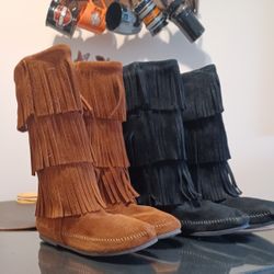 Pair Of Fringe Boots, New!!