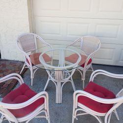 Beautiful Patio Furniture Four Chairs And Glass Table