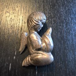 Vintage Sterling Silver Angel Pin Pendant 1” X 2””