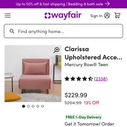 Accent Chair Sleeper Dust Pink 