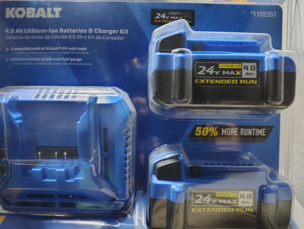 Kobalt 4Ah 24volt Lithium Batteries And Charger Kit