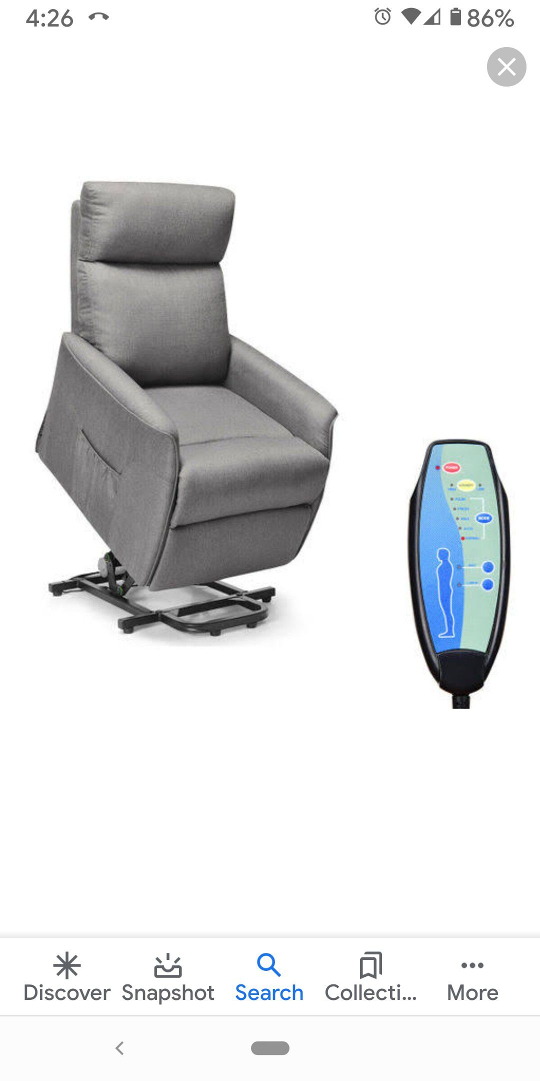 Incline and Recline Electric Power Lift Massage Chair Fabric Padded Seat w/Remote